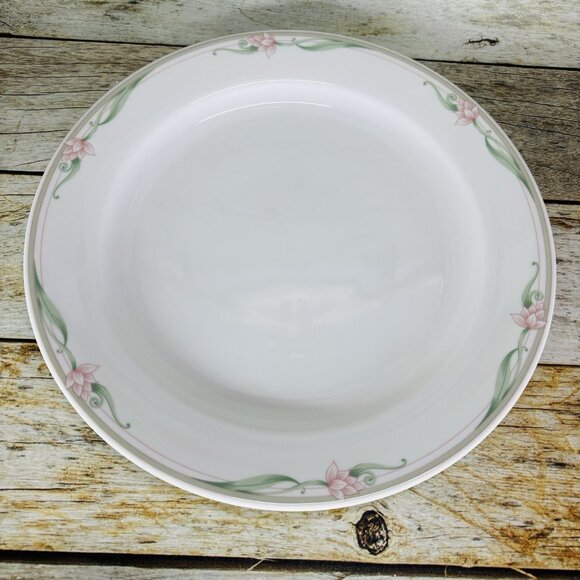 Royal Rego SERENA Restaurant Ware Pink Flower Porcelain White Dinner Plate Set 4 - Picture 4 of 16